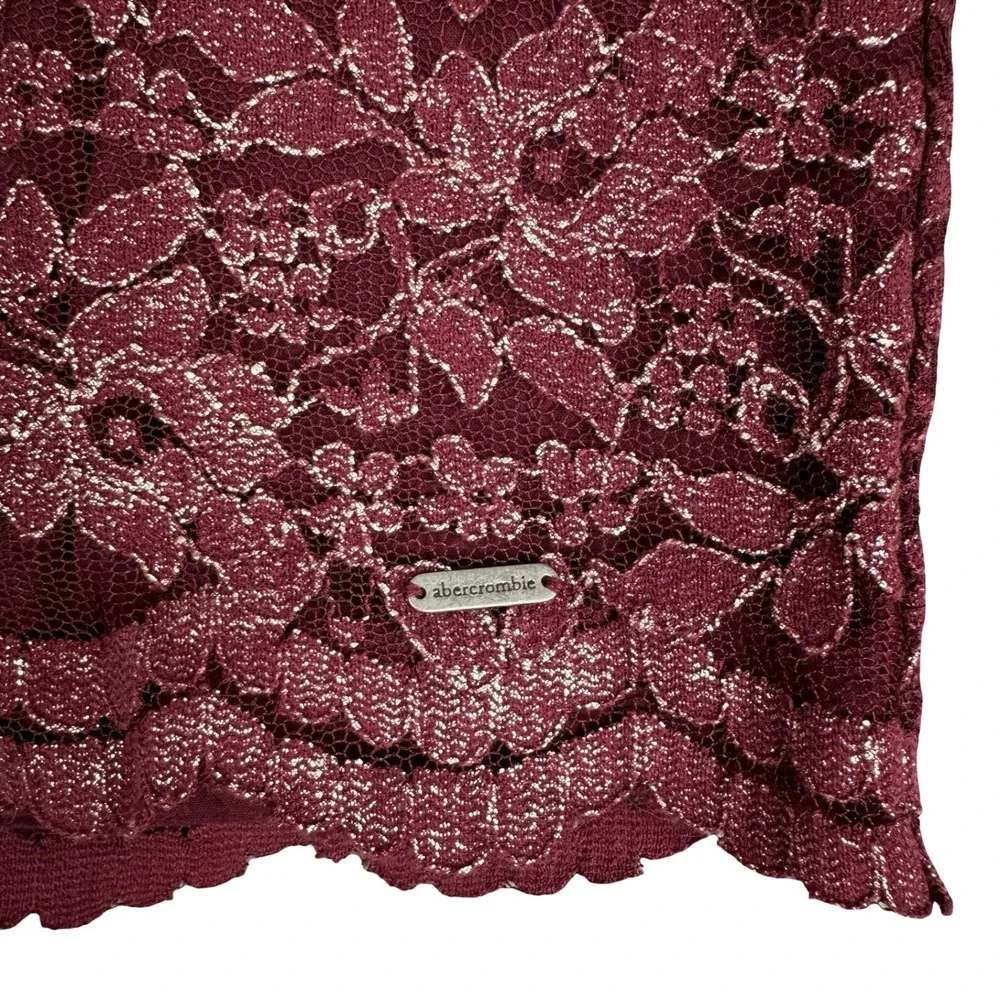 Abercrombie & Fitch Skirt Girls S Burgundy Lace Overlay Scalloped Hem Dressy